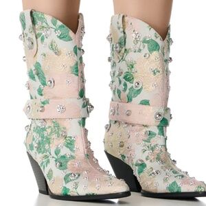 Floral Embellished Ankle Boots